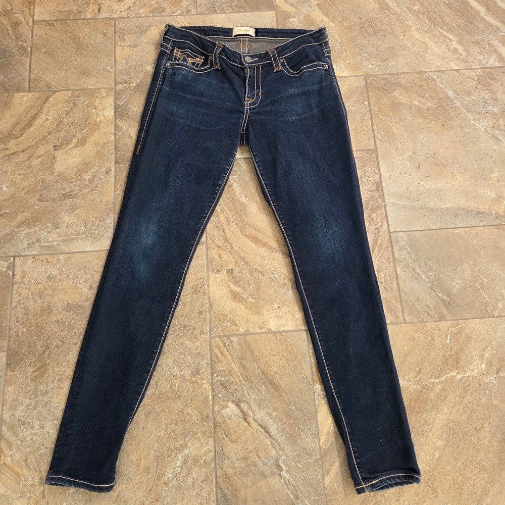 Y2K Big Star Maddie Skinny Jeans Dark Wash Contrast Stitch Denim Womens 29R